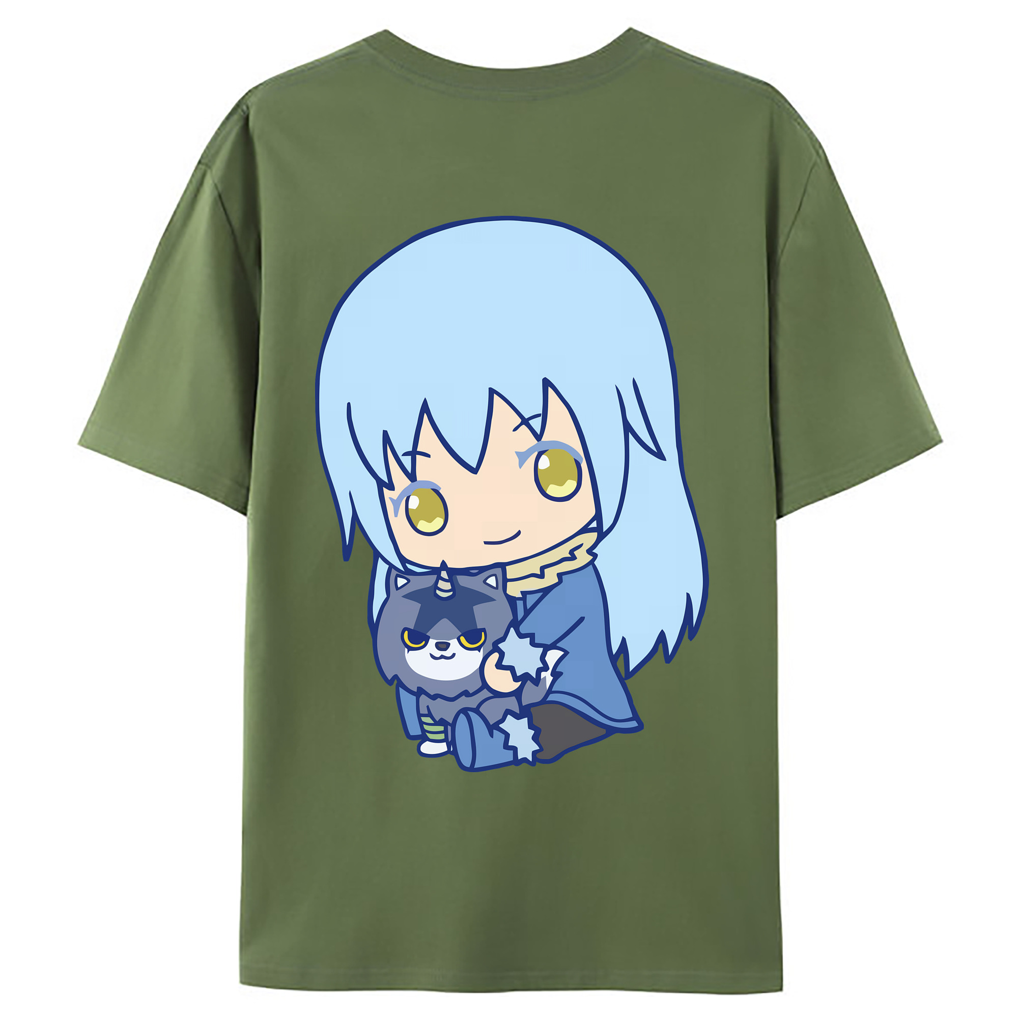 （画像用） 転スラ Regarding Reincarnated to Slime 綿100％ メンズ半袖Tシャツ（バックプリント） 通気性